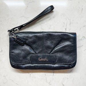 Coach Shiny Black Medium Wristlet